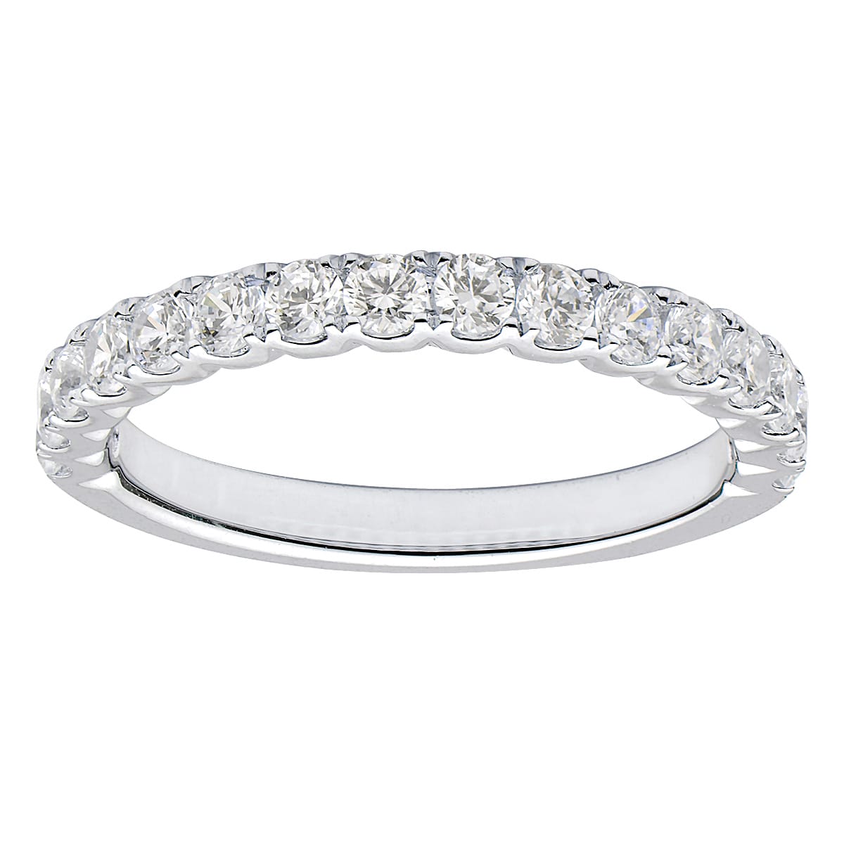 18K White Gold Diamond Band, 5-6mm, 0.65ct