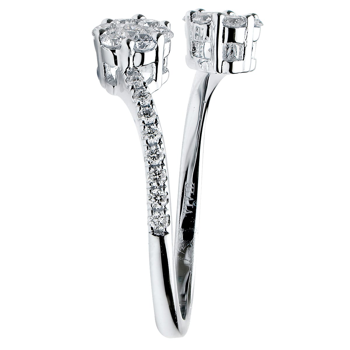 14K White Gold Open Round Cluster Ring, 0.5ct