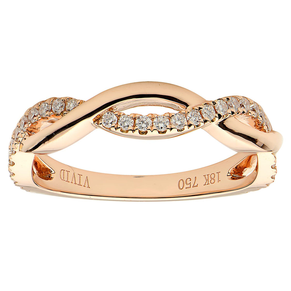 18K Rose Gold Diamond Band, 0.22ct