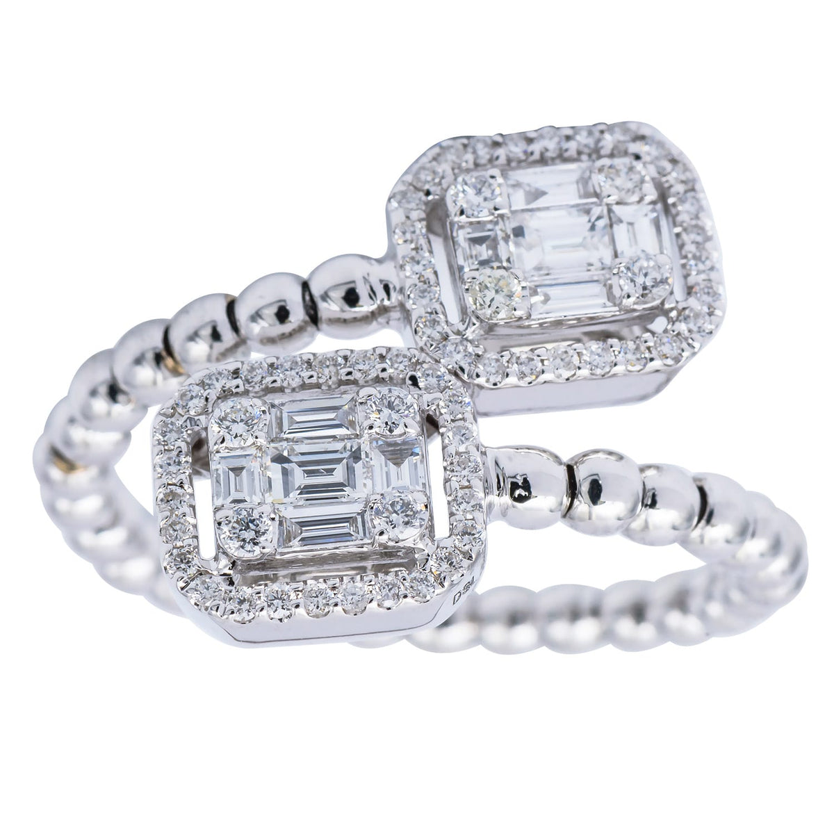 18K White Gold Baguette Illusion Fashion Ring, 0.71ct