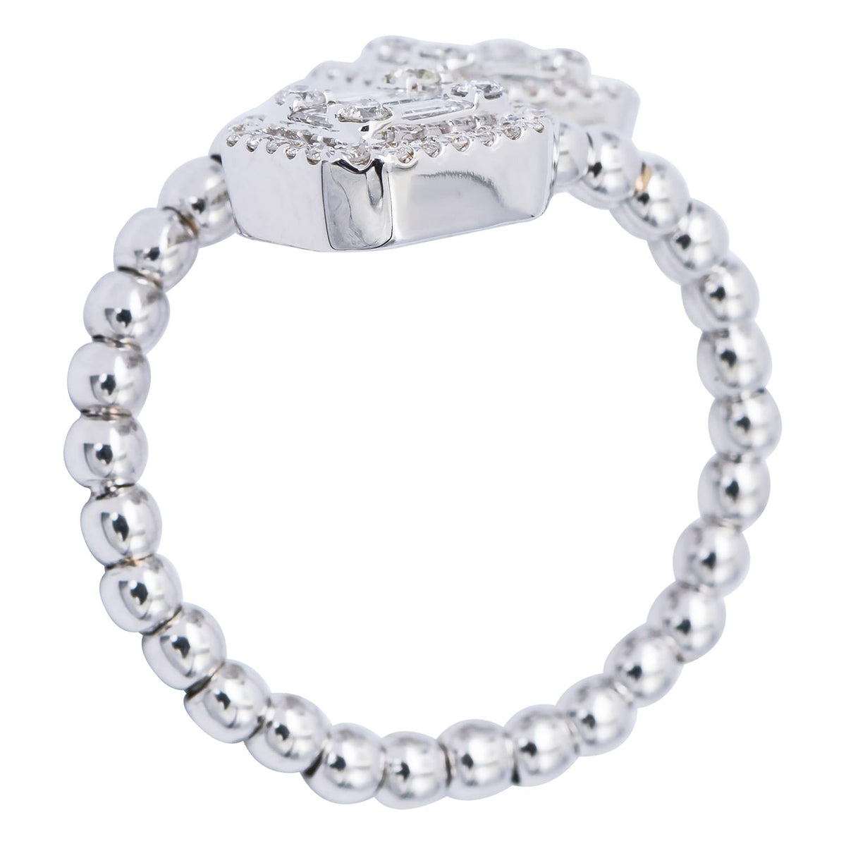 18K White Gold Baguette Illusion Fashion Ring, 0.71ct