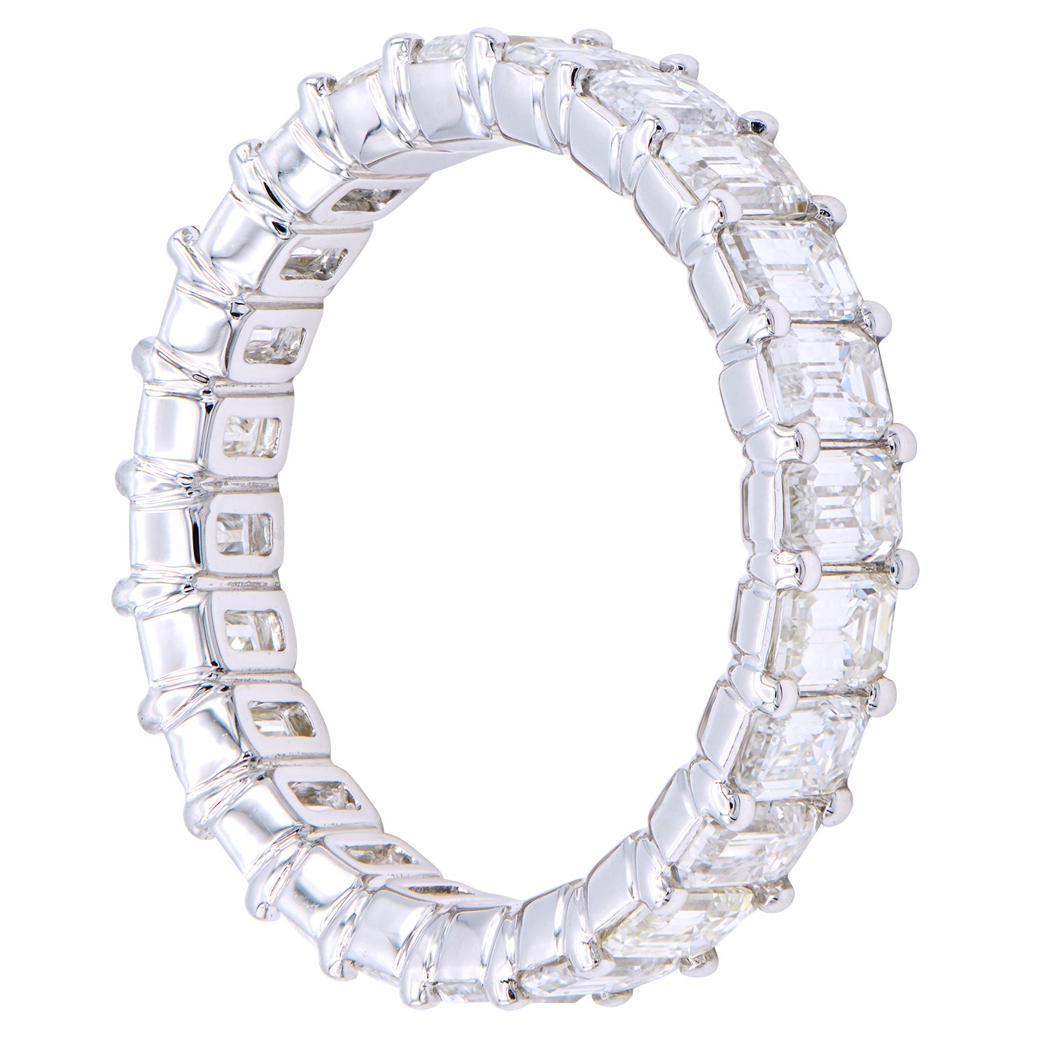 18K White Gold Emerald Cut Eternity Diamond Ring 1/6 CT Each