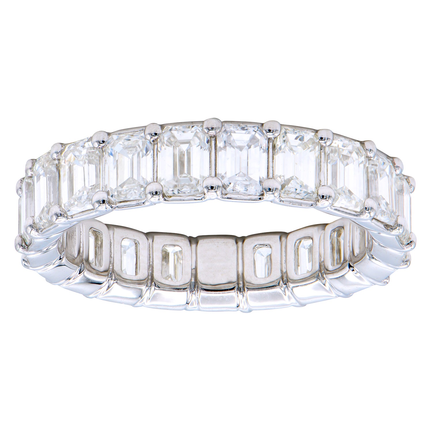 R054419 - 18K White Gold Emerald Cut Eternity Diamond Ring 1/5 CT Each