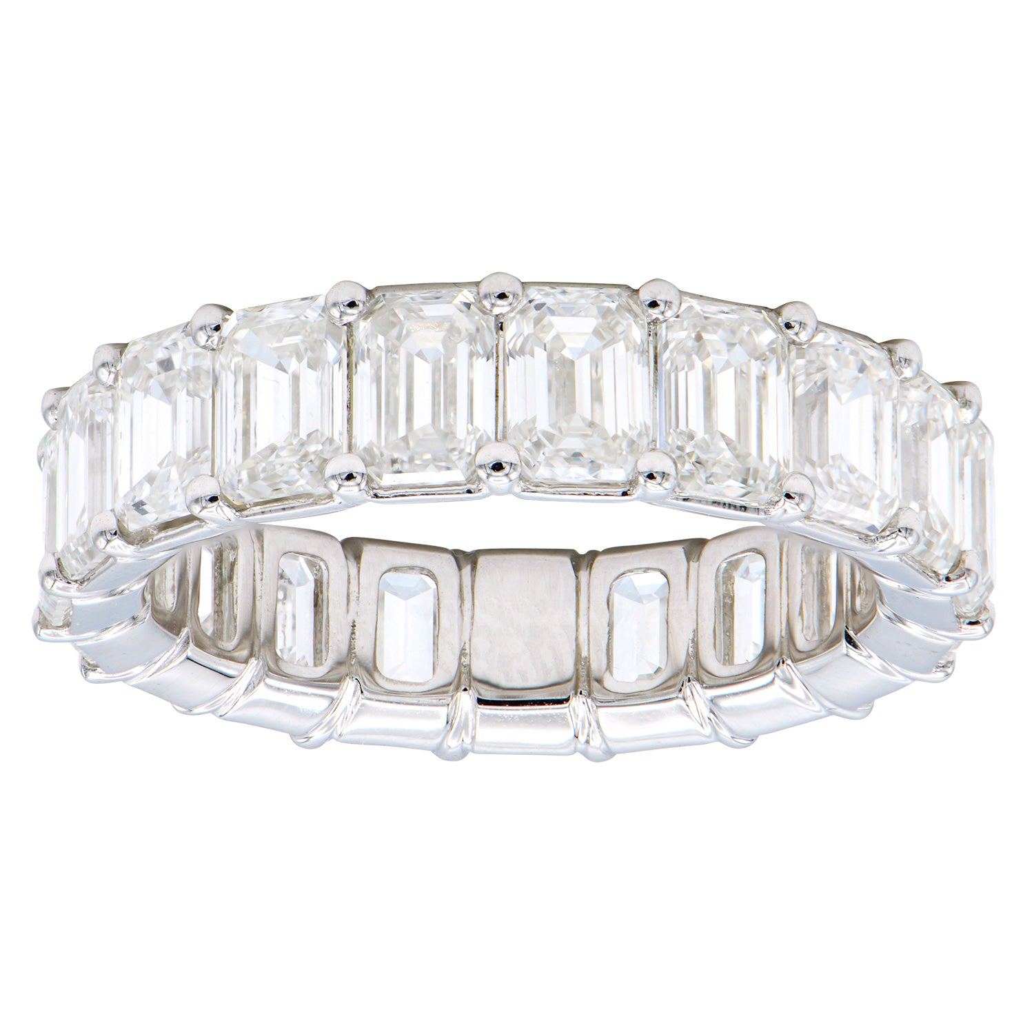 R054422 - 18K White Gold Emerald Cut Eternity Diamond Ring 3/8 CT Each