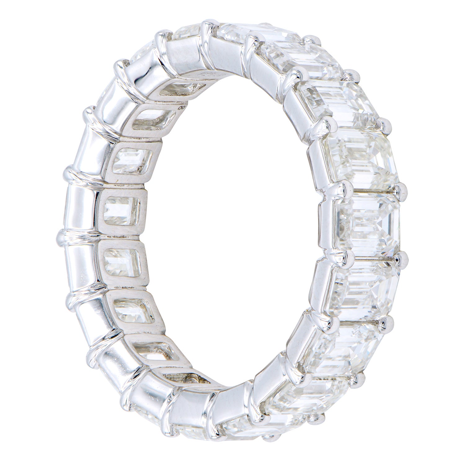 R054422 - 18K White Gold Emerald Cut Eternity Diamond Ring 3/8 CT Each