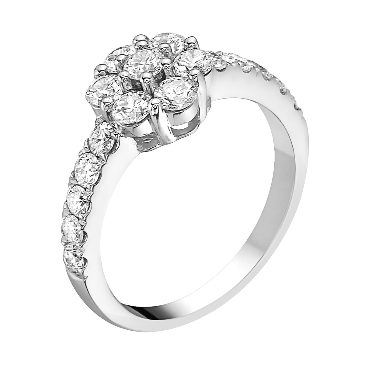 R054727 - Ring 18KW/3.6G 7RD-0.71CT 10RD-0.45CT