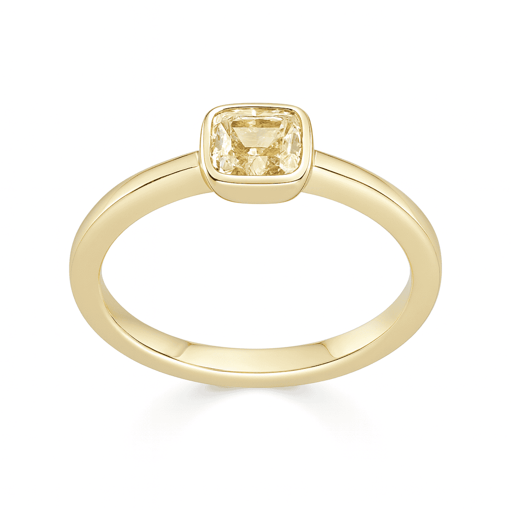 Handmade 18K Yellow Gold Yellow Diamond Ring, 0.45ct