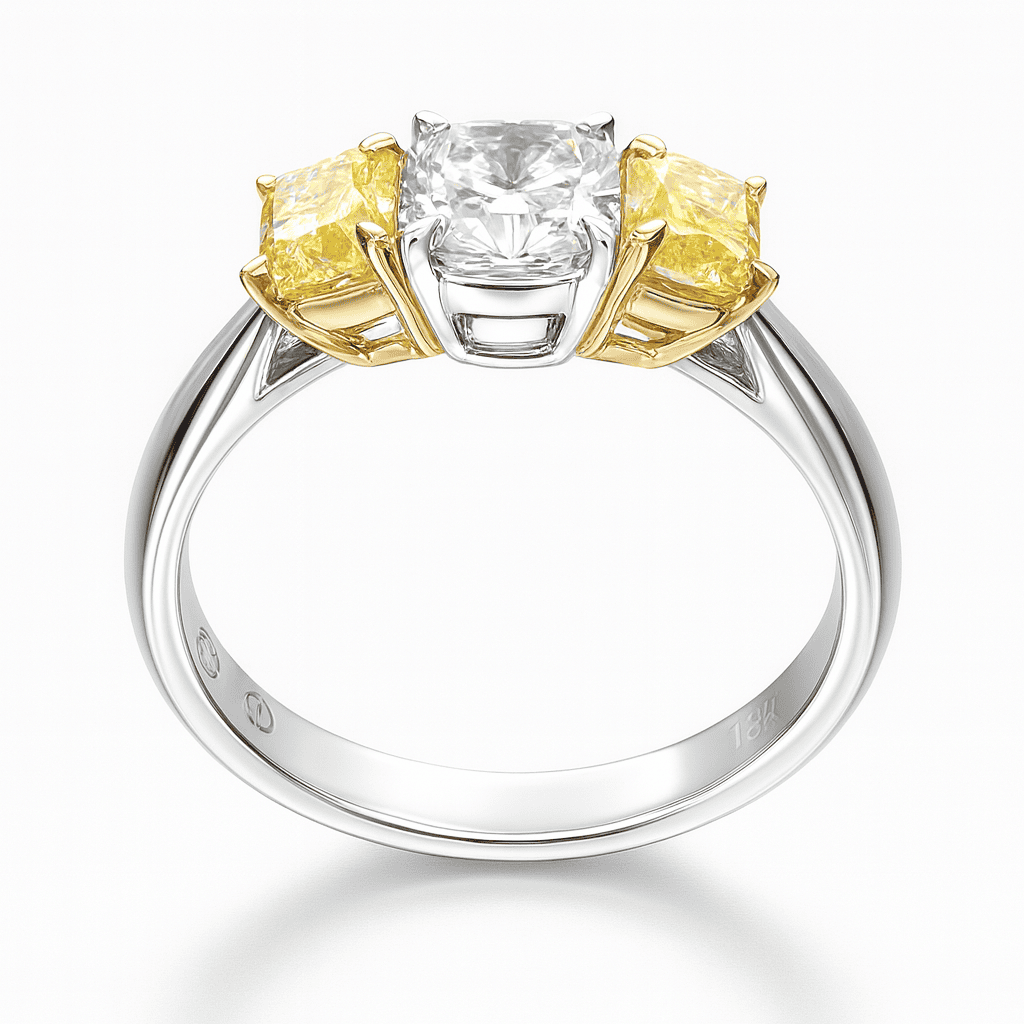 Handmade 18K Yellow Gold Yellow Diamond Ring, 1.76ct