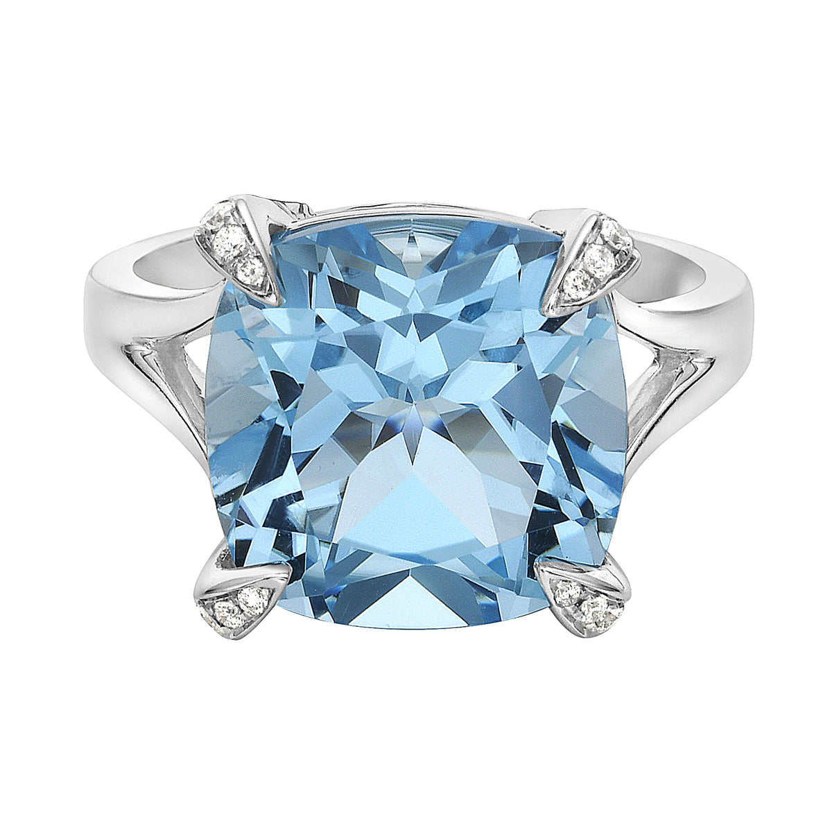 Ring 14KW/4.7G 1SBT-8.88CT 20RD-0.11CT Sky Blue Topaz