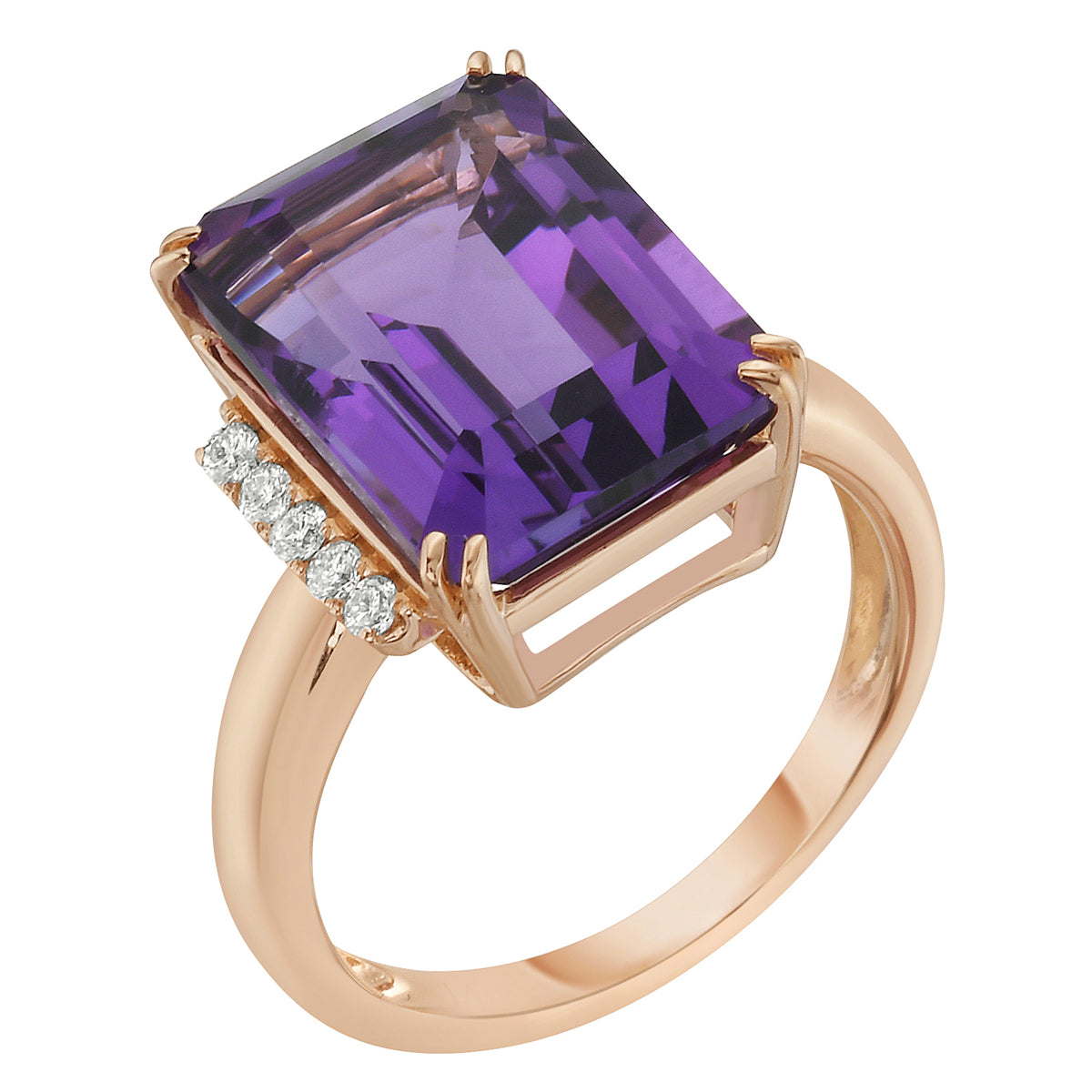 Ring 14KR/3.8G 1AME-7.32CT 10RD-0.14CT Amethyst