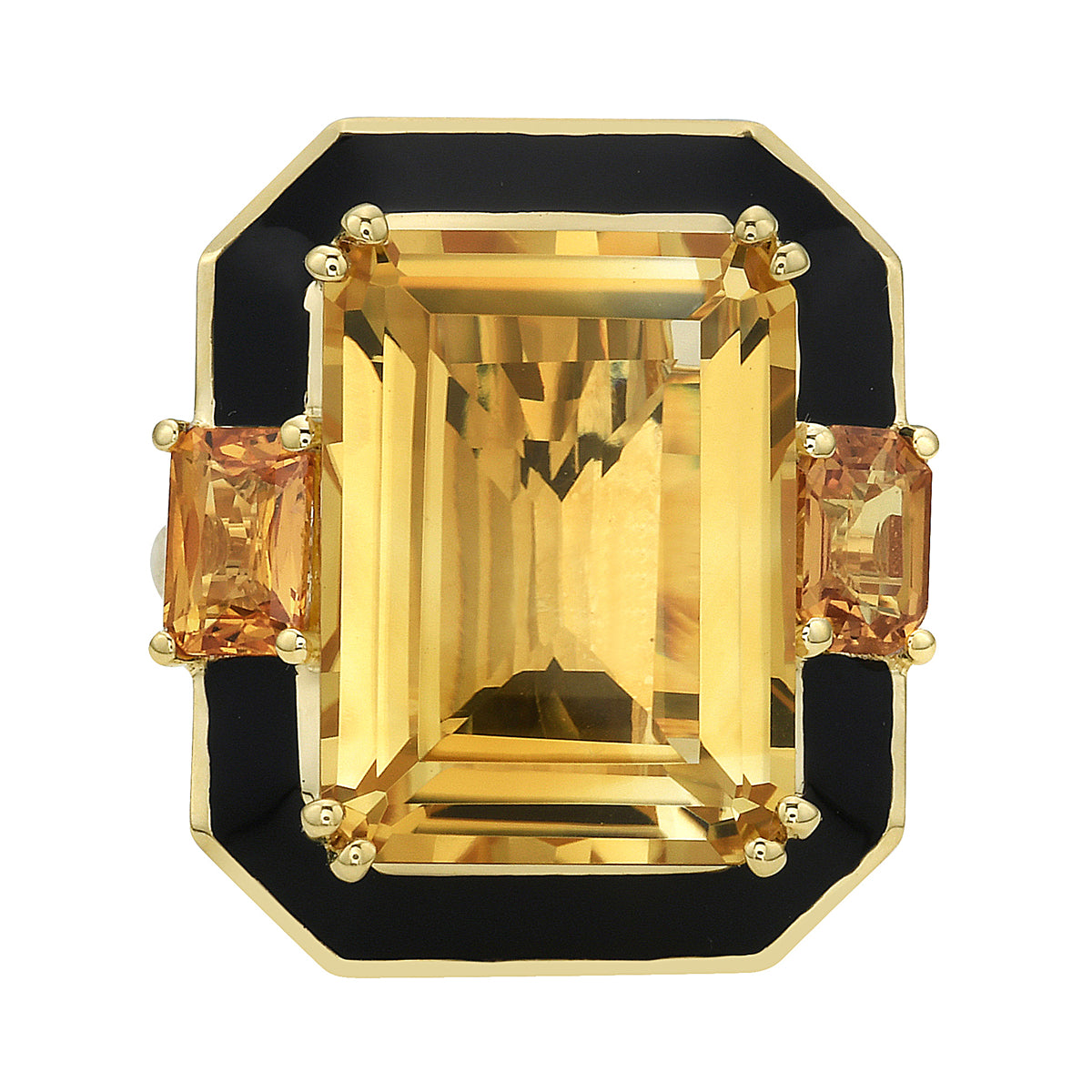 R090002-CIT - Ring 18KY-5.53G 10D-0.06ct 2CIT-1.28ct 1CIT-11.50ct B.Enamel