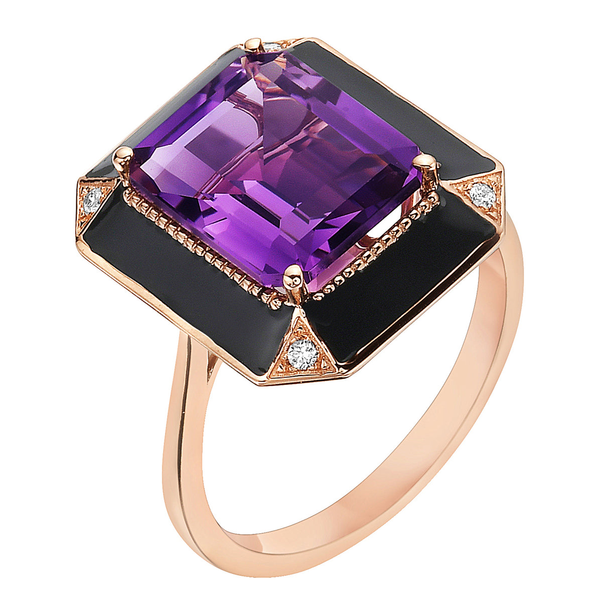 R090003-AME - Ring 18KR-4.04G  4D-0.03ct 1AME-3.87ct B.Emamel Amethyst