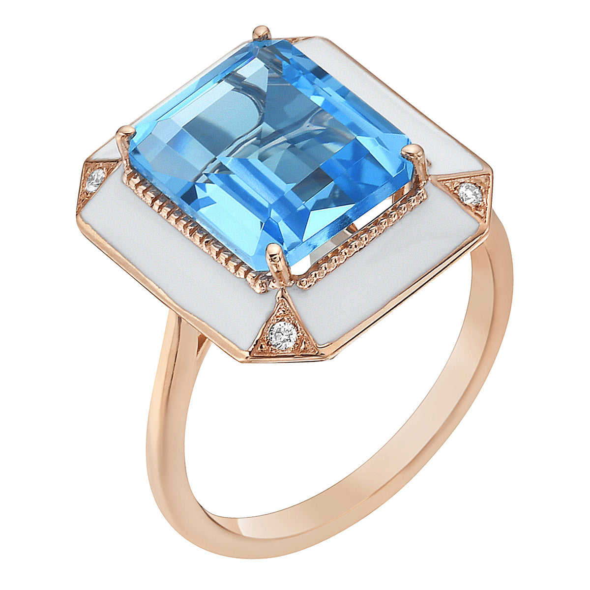 R090003R-BT - Ring 18KR-3.93G  4D-0.03ct 1BT-5.81ct W.Emamel Blue Topaz