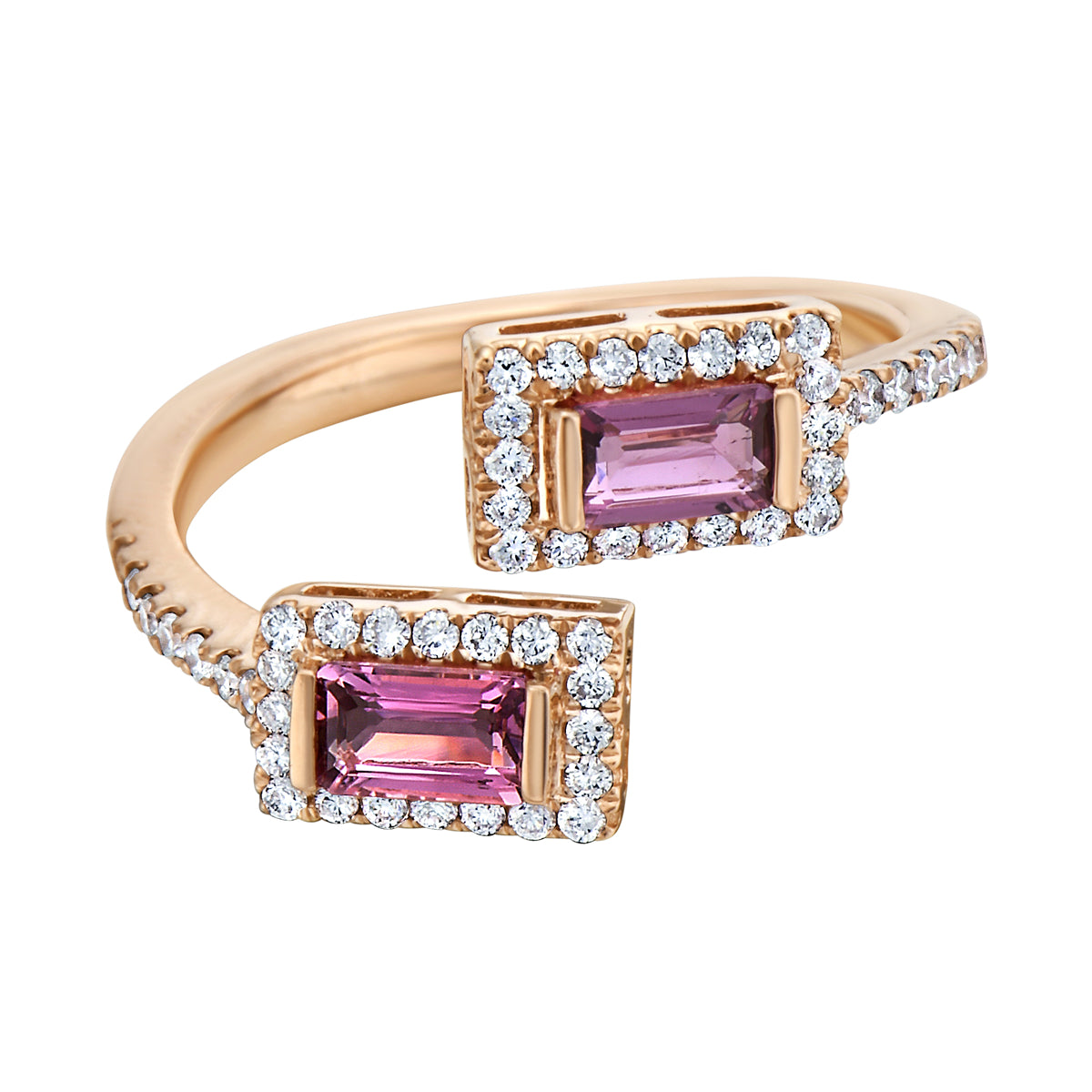 Ring 14KR/2.6G 2PT-0.57CT 54RD-0.26CT Pink Tourmaline