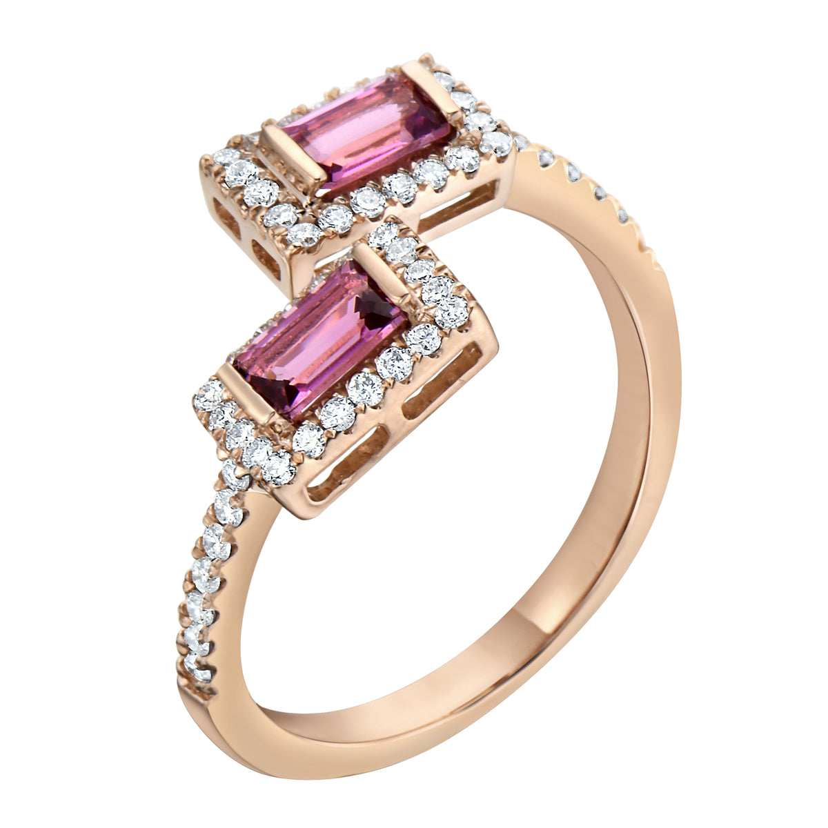 Ring 14KR/2.6G 2PT-0.57CT 54RD-0.26CT Pink Tourmaline