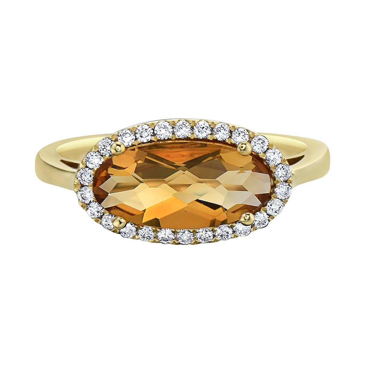 R090005Y-CIT - Ring 14KY/2.9G 1CIT-1.73CT 26RD-0.17CT Citrine