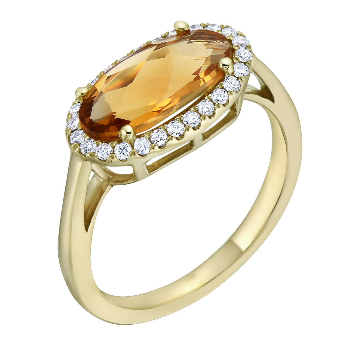 R090005Y-CIT - Ring 14KY/2.9G 1CIT-1.73CT 26RD-0.17CT Citrine
