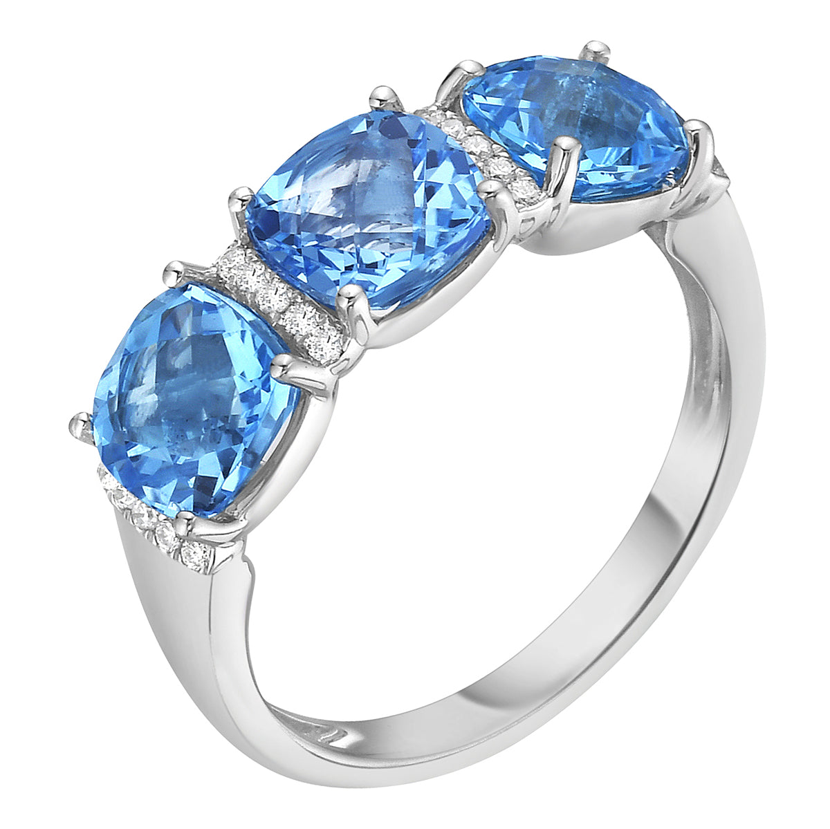 R090006-SBT - Ring 14KW/3.2G 3SBT-3.26CT 20RD-0.08CT Sky Blue Topaz