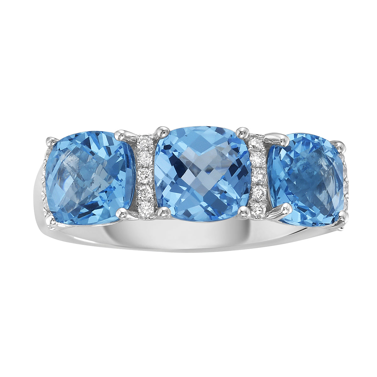 R090006-SWBT - Ring 14KW/3.2G 3SBT-3.26CT 20RD-0.08CT Swiss Blue  Blue Topaz
