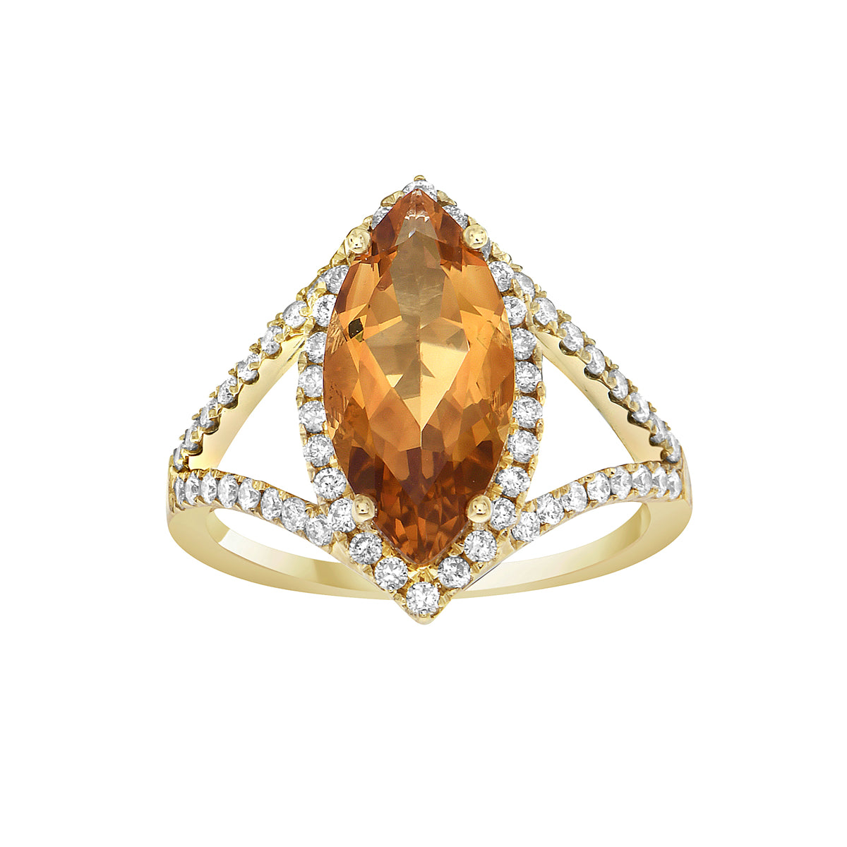 Ring 14KY/3.0G 1CIT-2.73CT 58RD-0.50CT Citrine