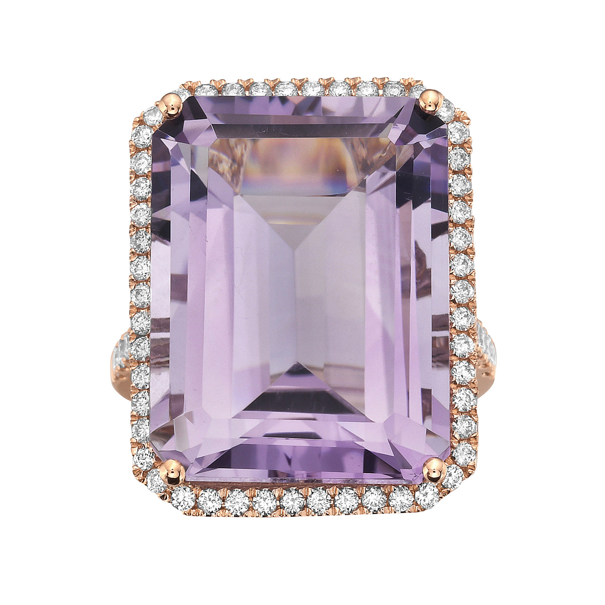 R090009R-RDF - Ring 14KR/6.0G 1RDF-22.43CT 76RD-0.69CT Rose De France