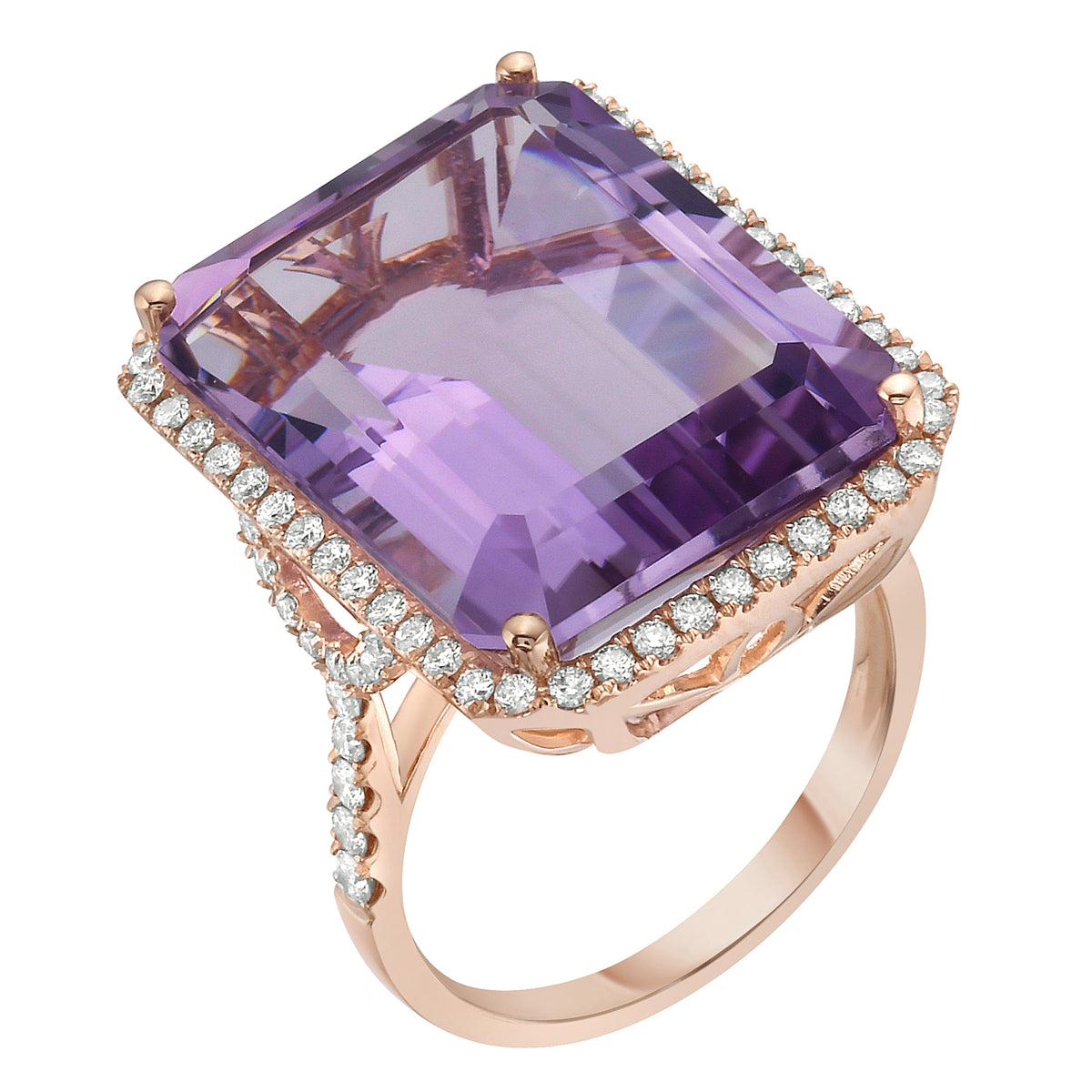 R090009R-RDF - Ring 14KR/6.0G 1RDF-22.43CT 76RD-0.69CT Rose De France