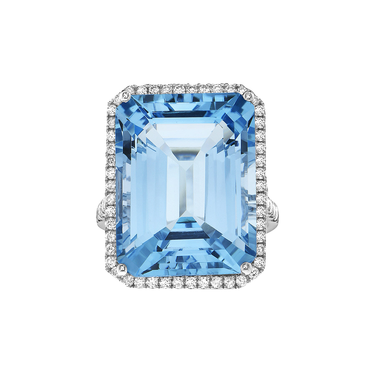 Ring 14KW/6.1G 1SWBT-27.37CT 76RD-0.70CT  Sky Blue Topaz