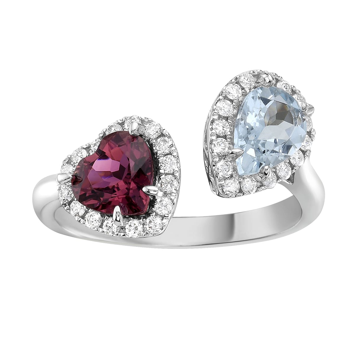 14K White Gold Aquamarine Ring Round, 0.57ct