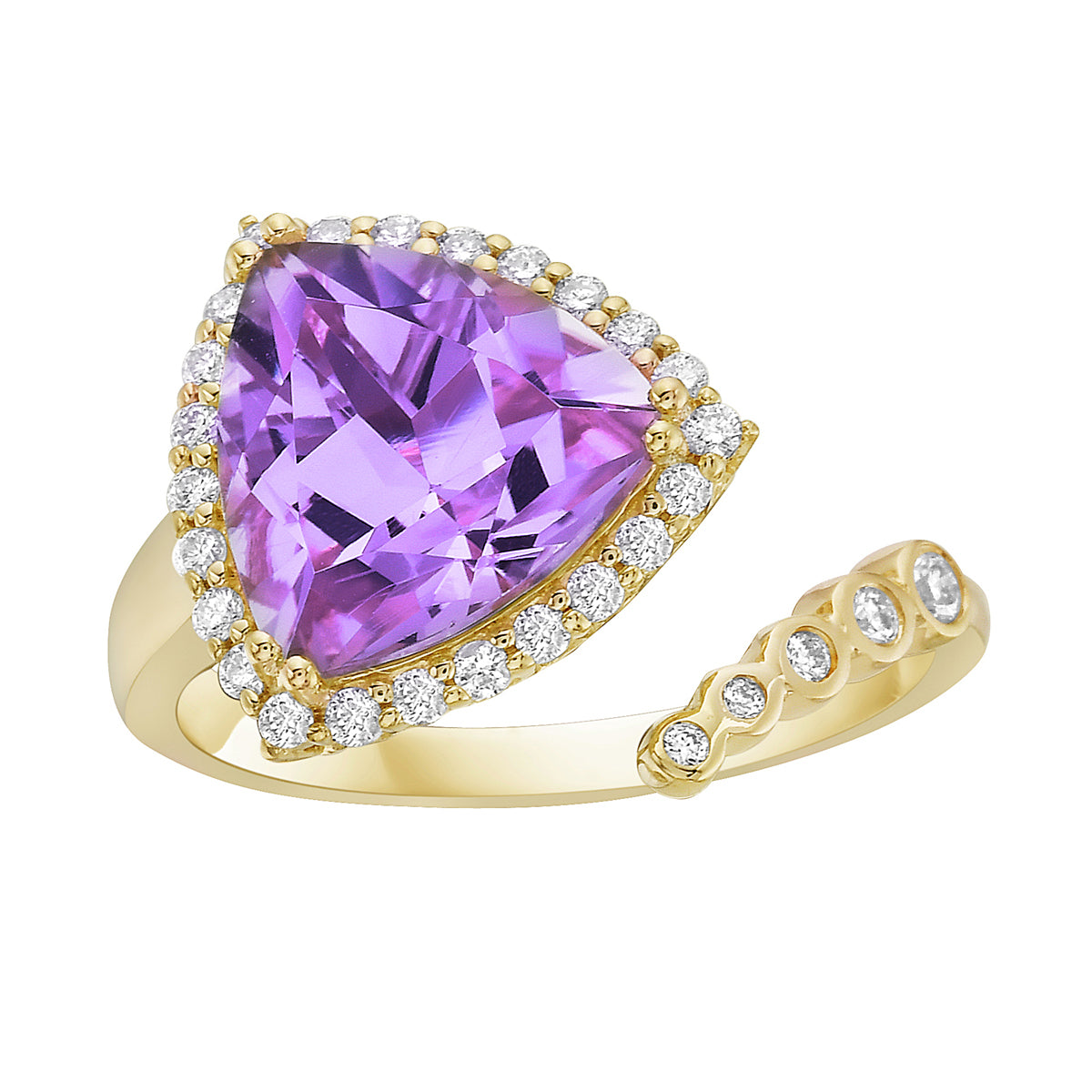 R090015Y-AME - Ring 14KY/3.1G 1AME-3.24CT 29RD-0.28CT Amethyst