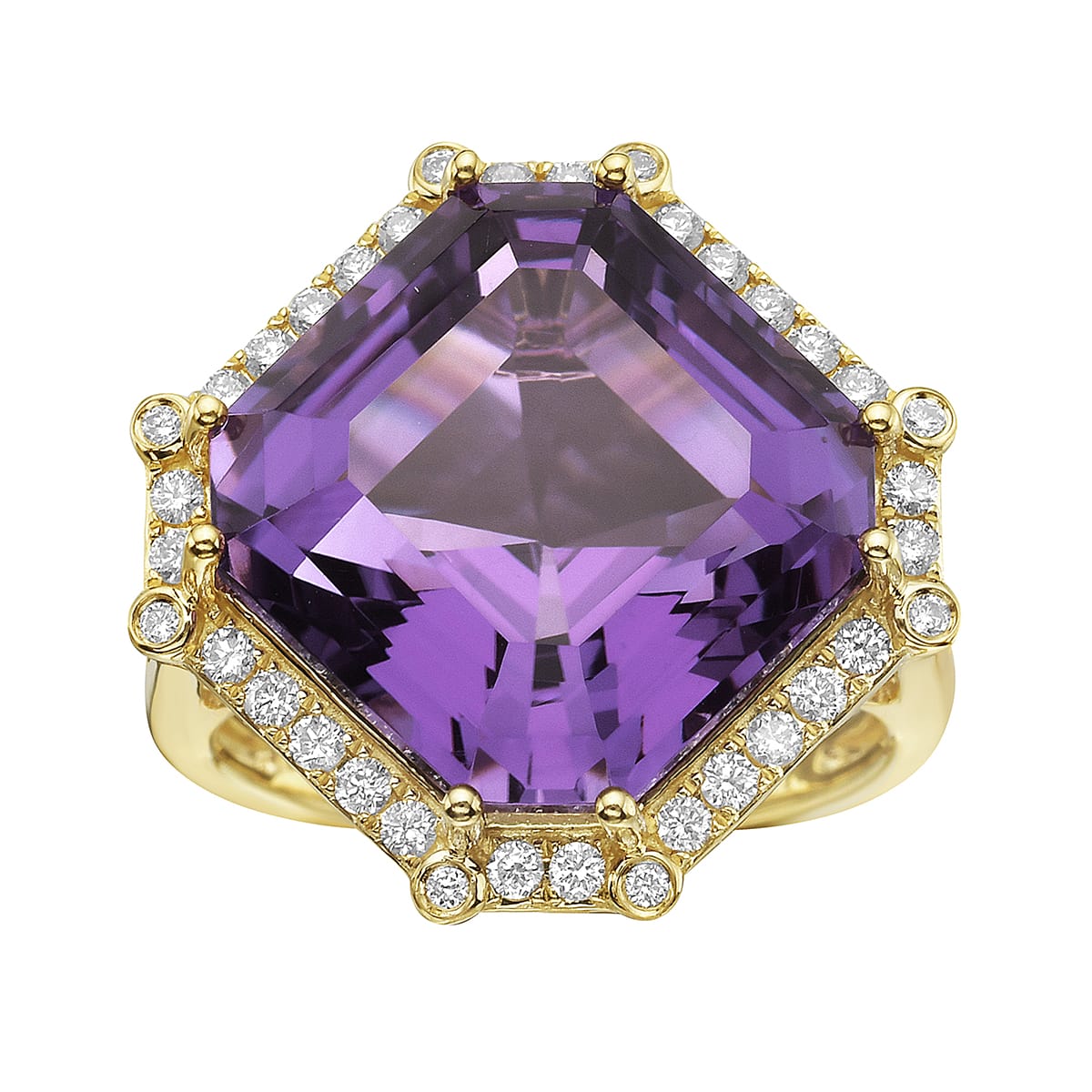 14K Yellow Gold Amethyst Ring, 11.62ct