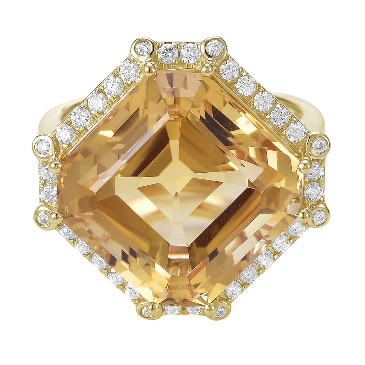14K Yellow Gold Citrine Ring, 12.6ct