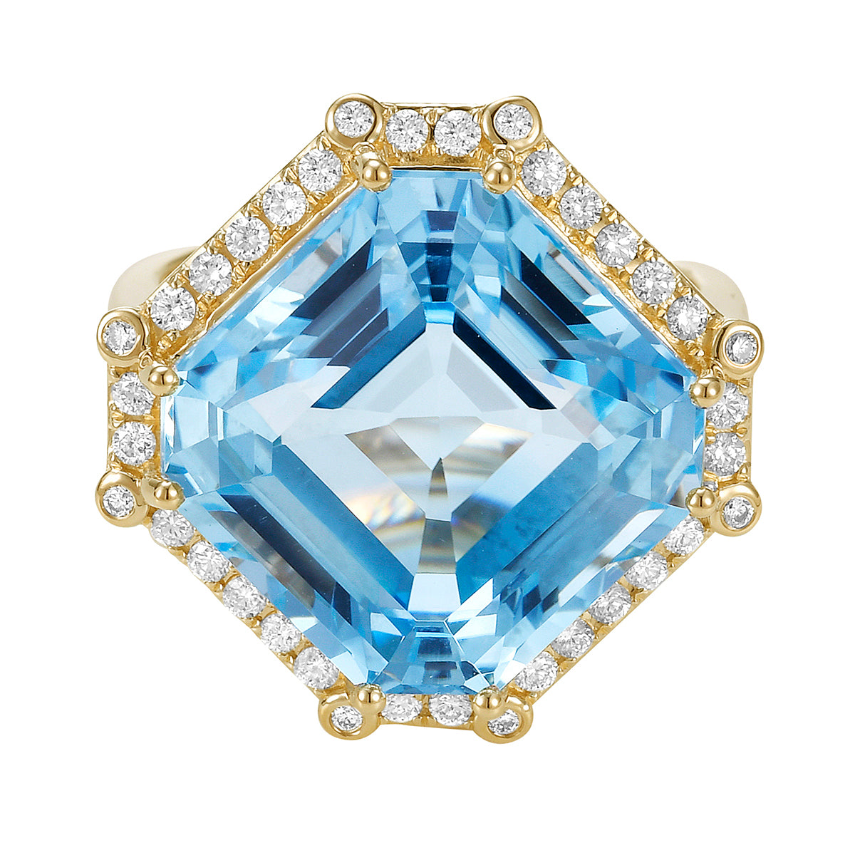 Ring 14KY/4.3G 1SBT-16.05CT 36RD-0.33CT Sky Blue Topaz