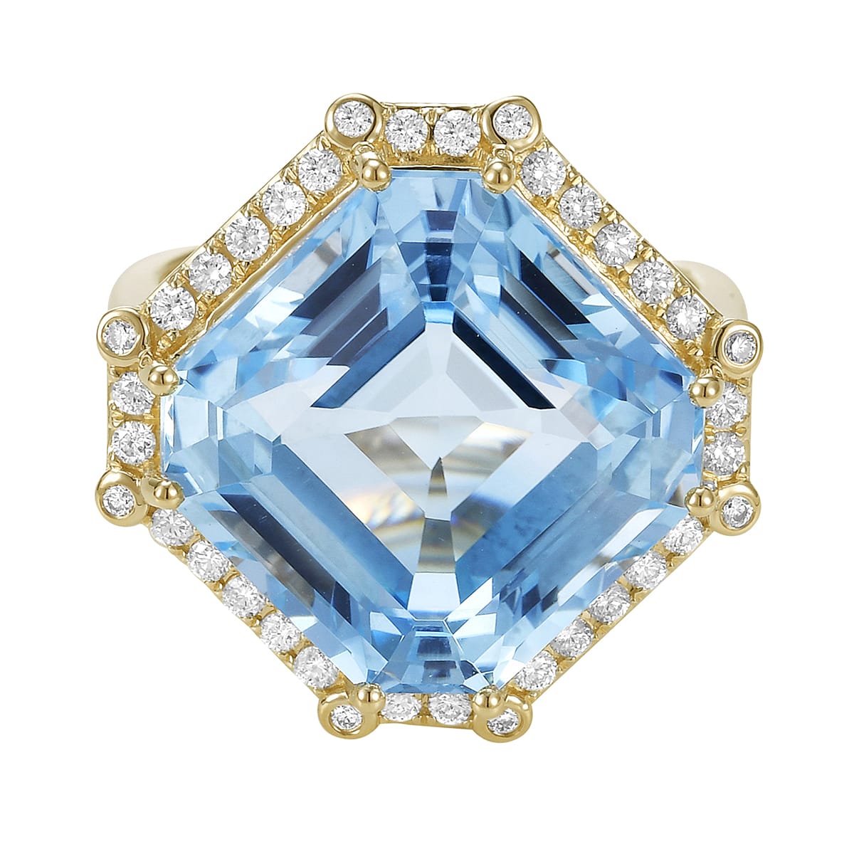 14K Yellow Gold Sky Blue Topaz Ring, 16.05ct