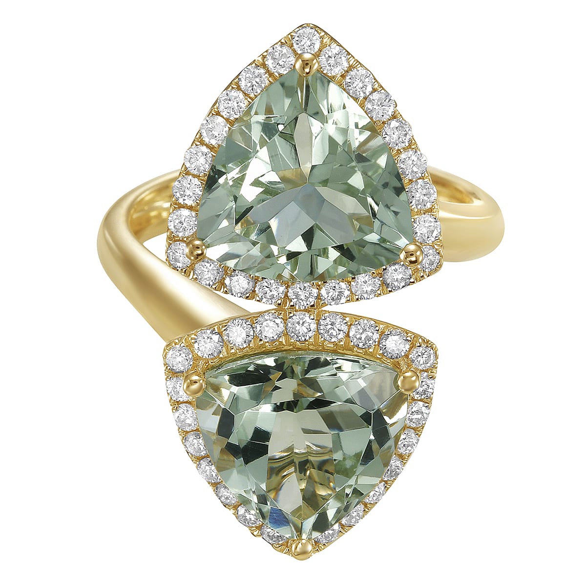 14K Yellow Gold Mint Green Quartz Ring,, 6.36ct