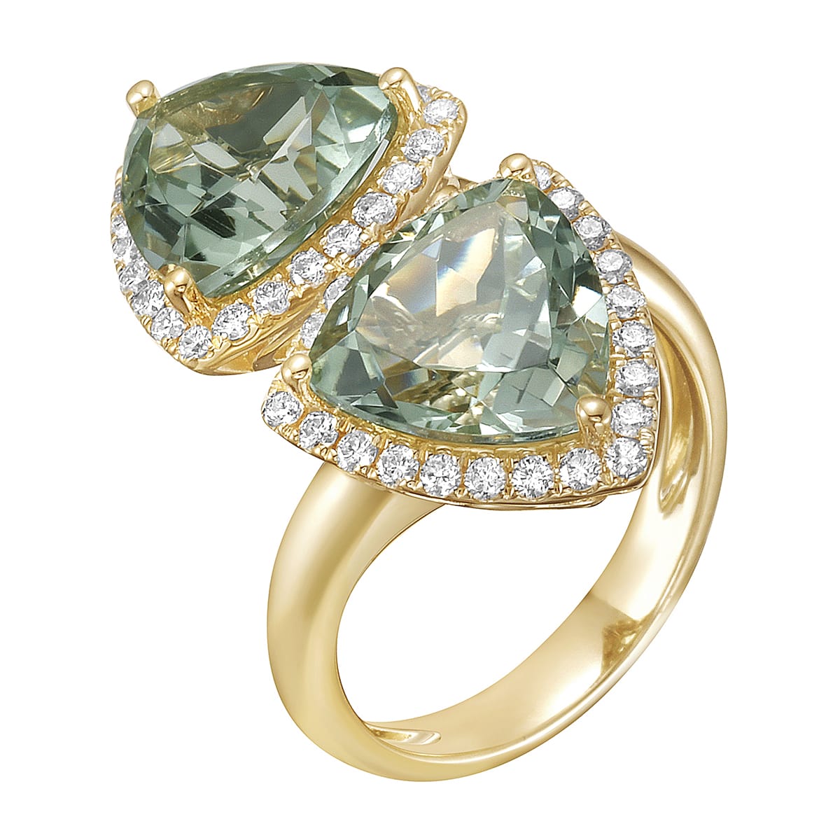 14K Yellow Gold Mint Green Quartz Ring,, 6.36ct