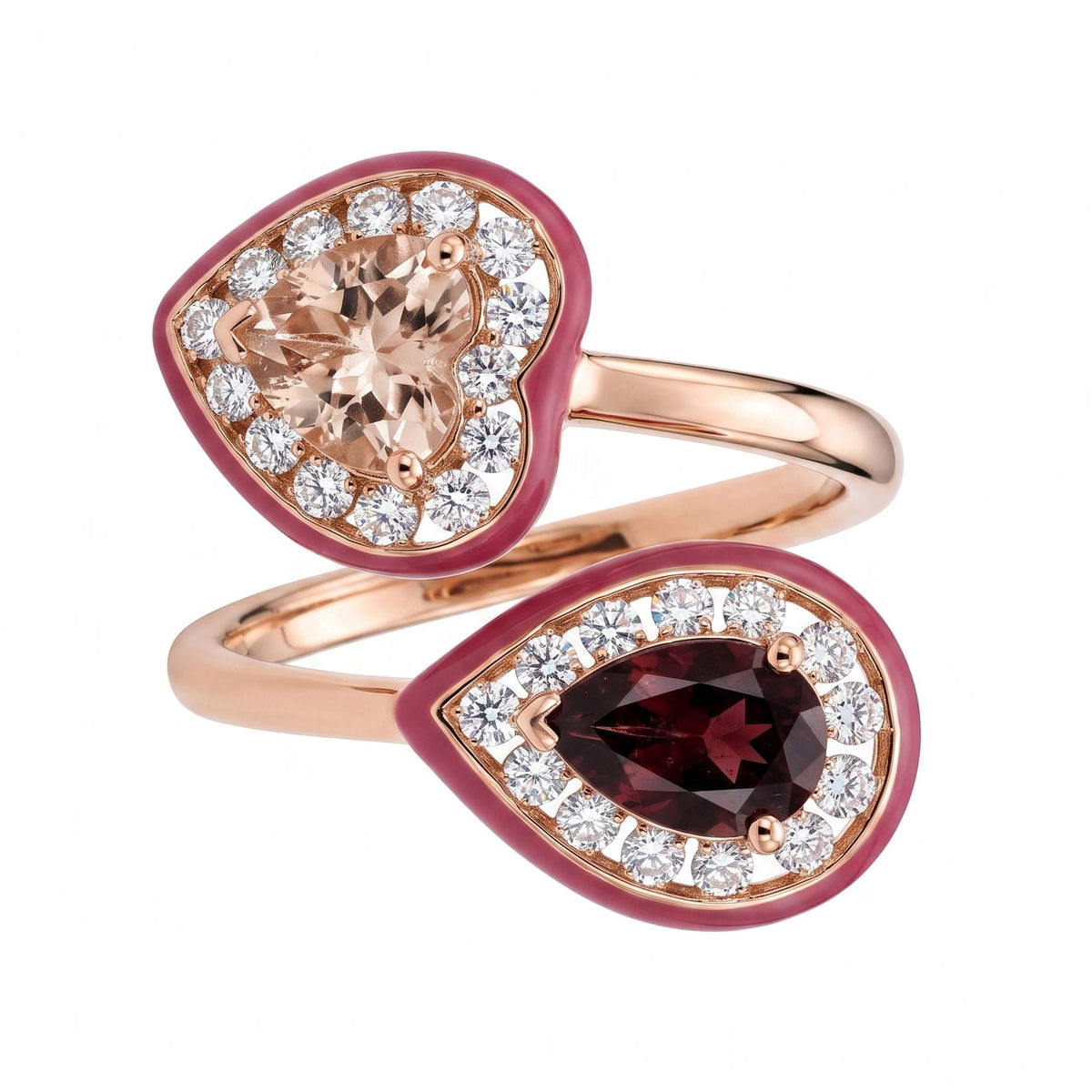 R090090R-PT/MG - Ring 14KP/4G 1PT-0.69CT 1MORG-0.69CT 27RD-0.51CT