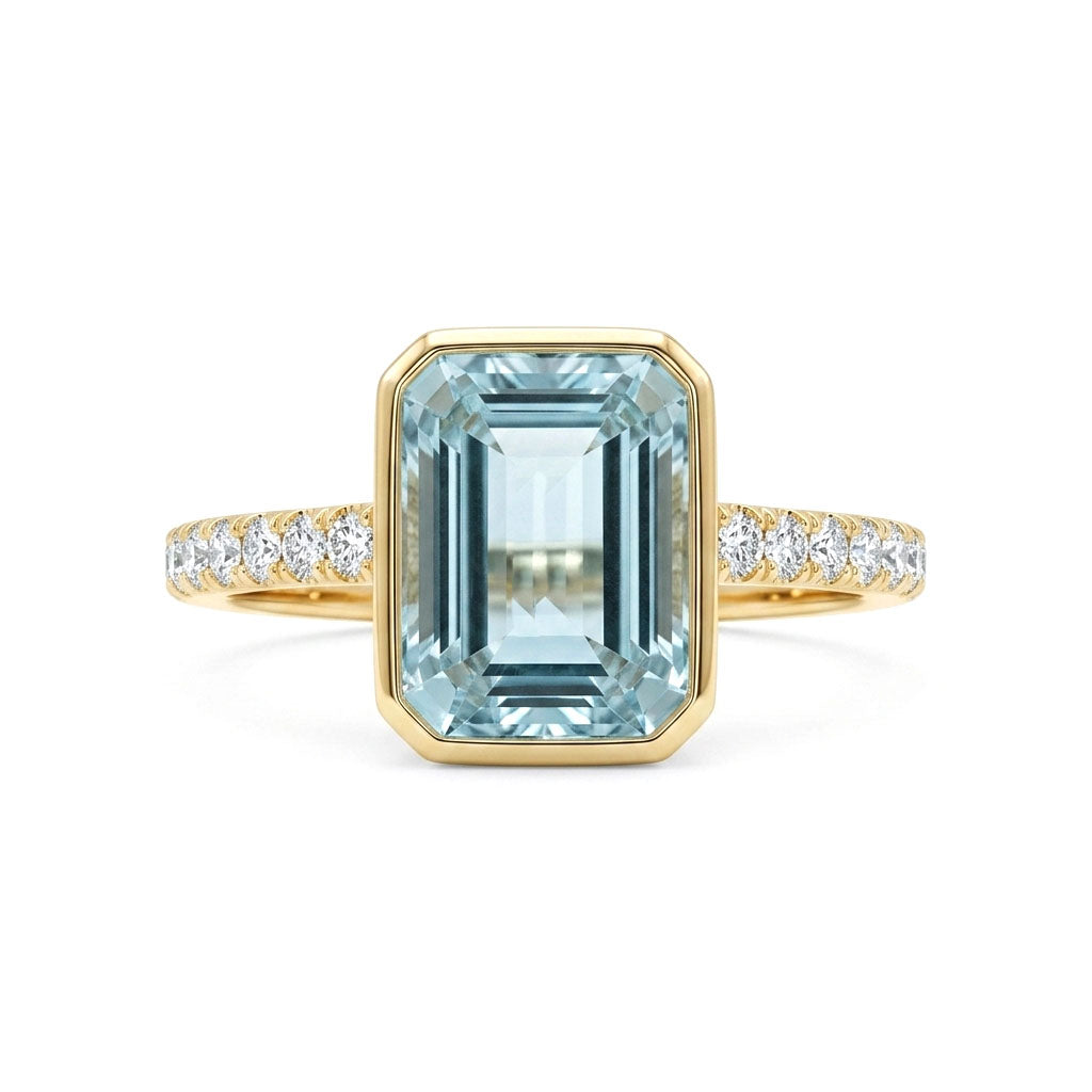 R090096Y-SBT - Ring 14KY/2.4G 1SBT-3.03CT 12RD-0.31CT Sky Blue Topaz