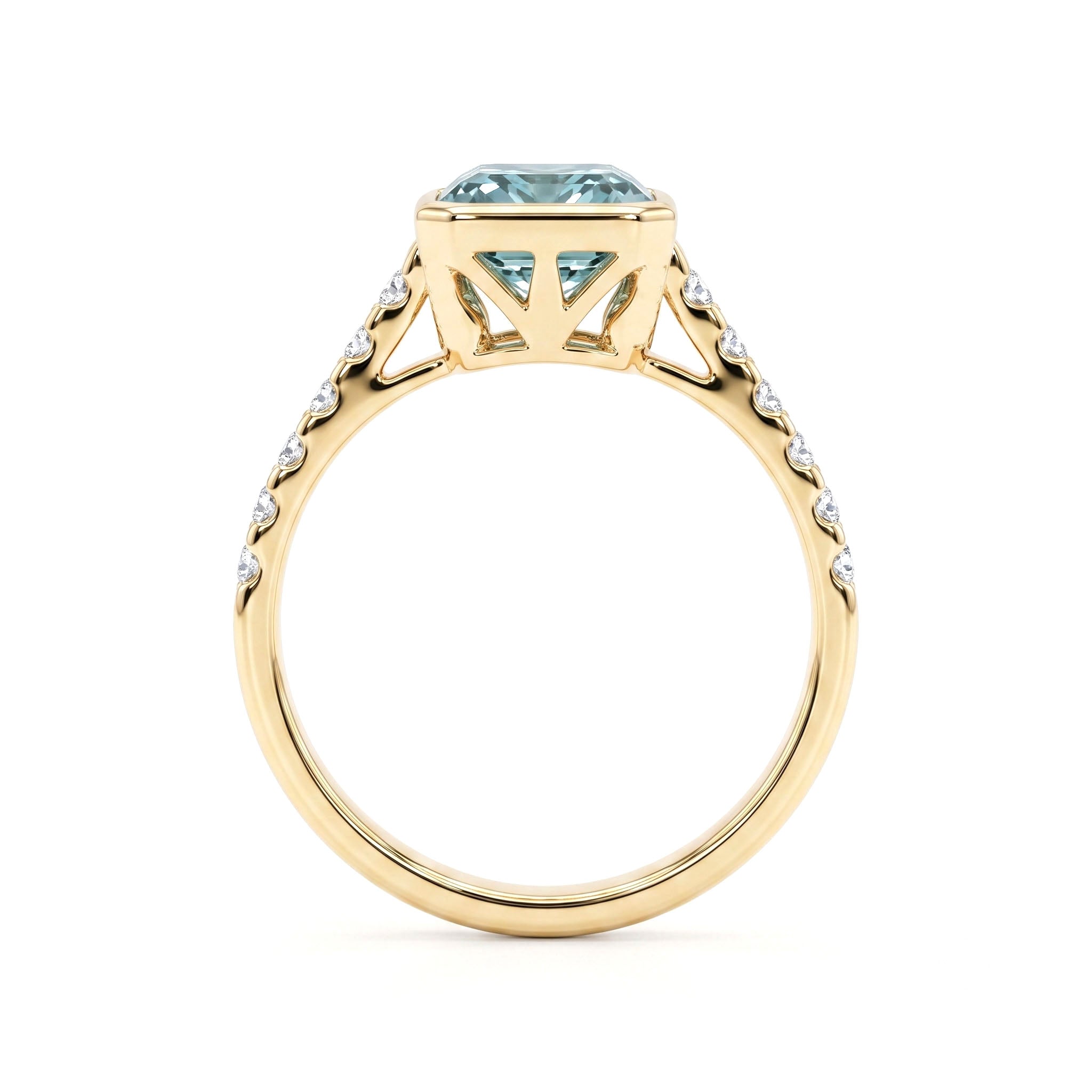 R090096Y-SBT - Ring 14KY/2.4G 1SBT-3.03CT 12RD-0.31CT Sky Blue Topaz