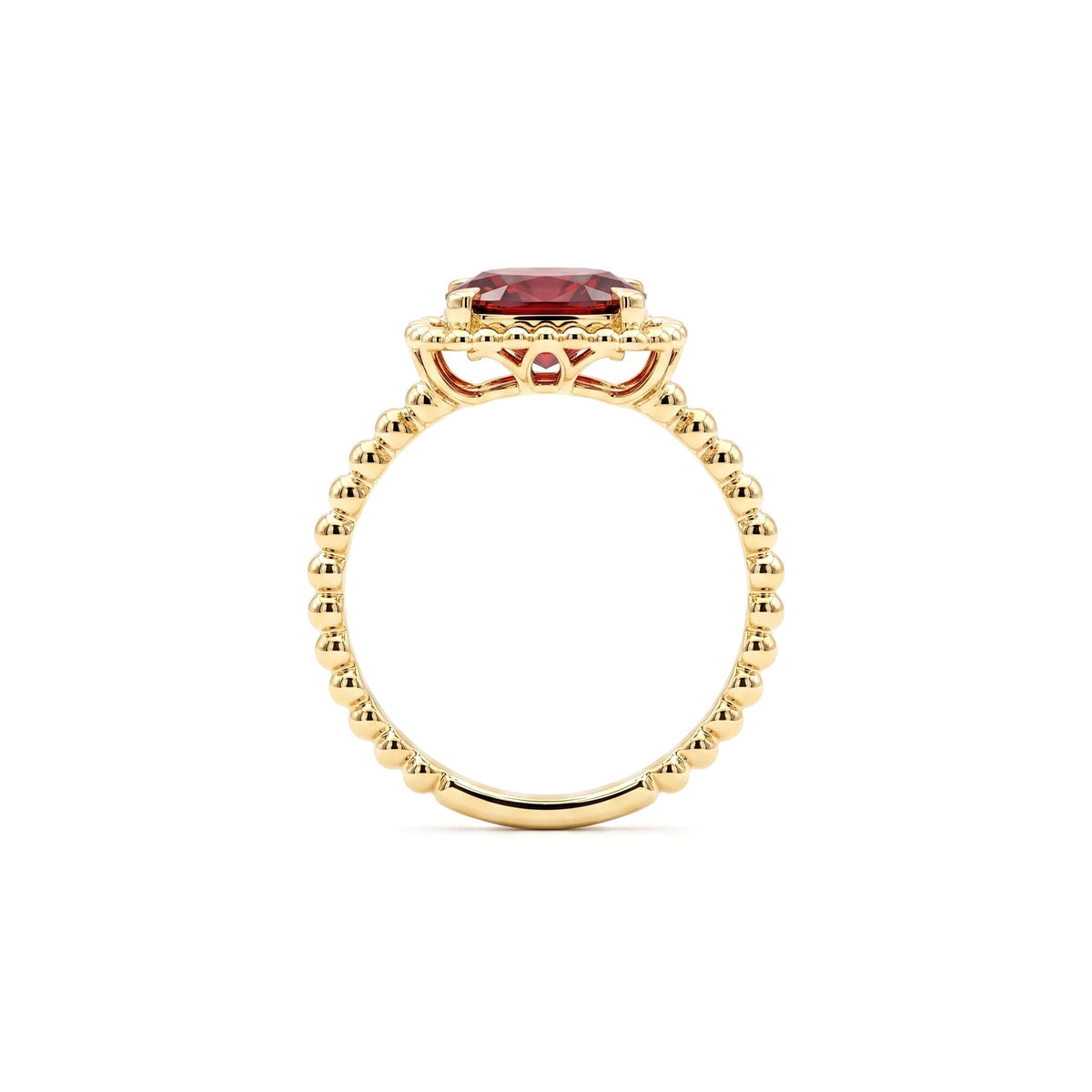 R090097Y-GAR - Ring 14KY/1.9G 1GAR-1.70CT 18RD-0.15CT Garnet