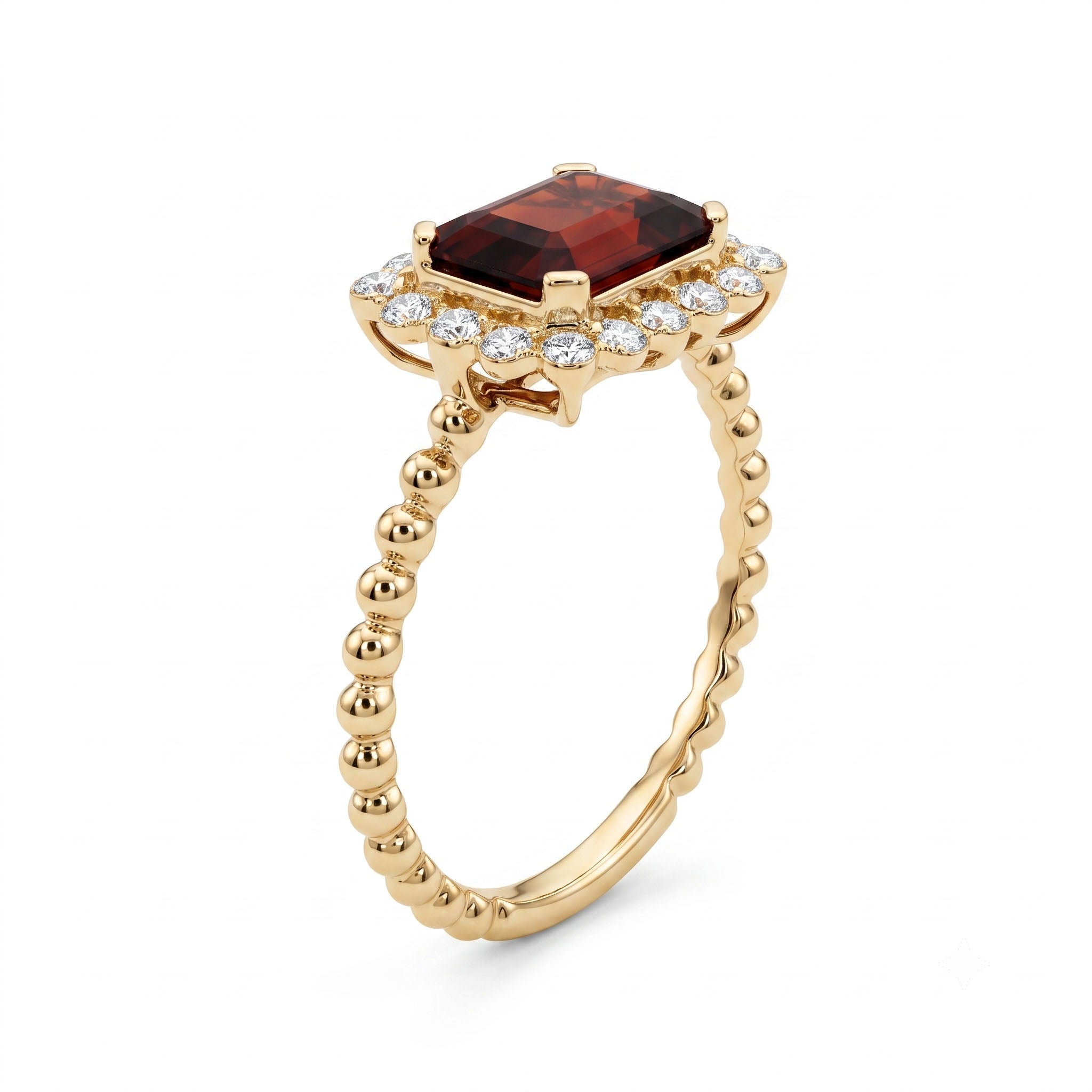 R090097Y-GAR - Ring 14KY/1.9G 1GAR-1.70CT 18RD-0.15CT Garnet
