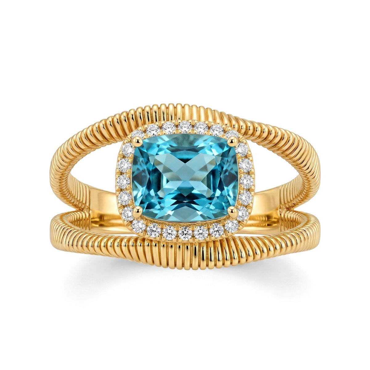 R090098Y-BT - Ring 14KY-3.57G 1BT-1.02ct 24D-0.09ct BlueTopaz