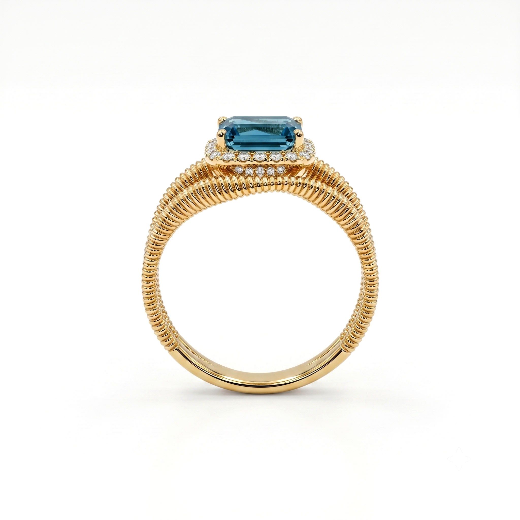 R090098Y-BT - Ring 14KY-3.57G 1BT-1.02ct 24D-0.09ct BlueTopaz
