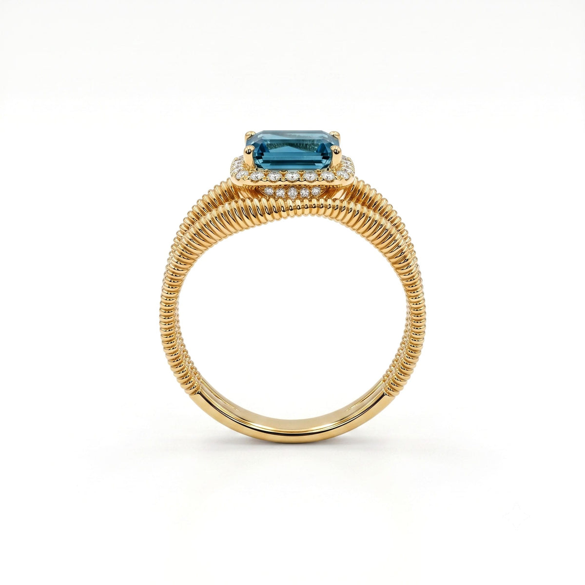 R090098Y-BT - Ring 14KY-3.57G 1BT-1.02ct 24D-0.09ct BlueTopaz
