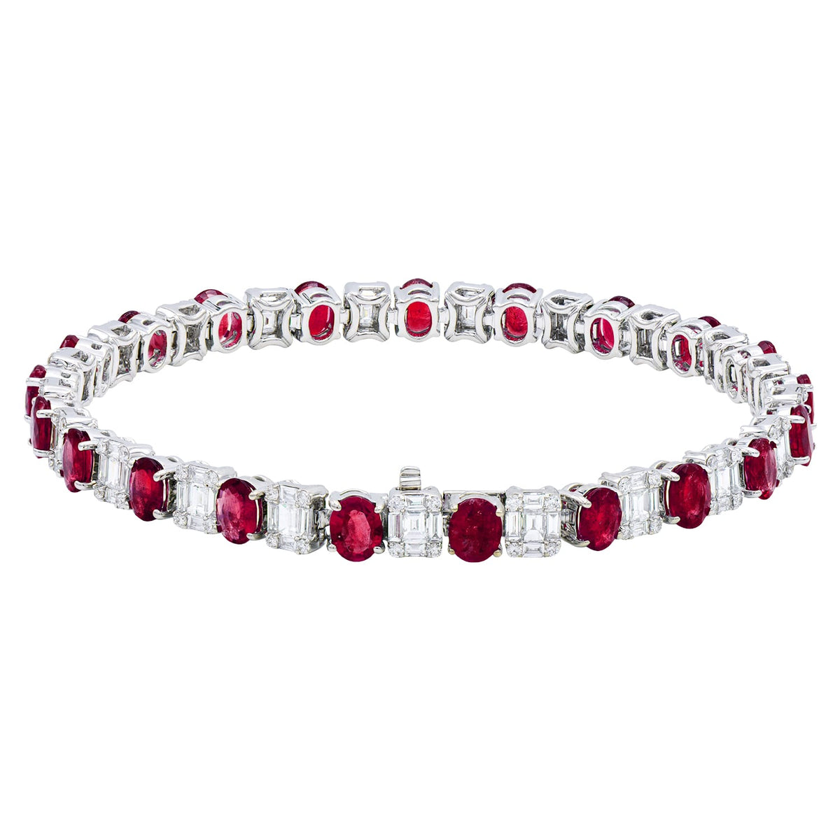 18K White Gold Ruby Diamond Bracelet, 12.91ct