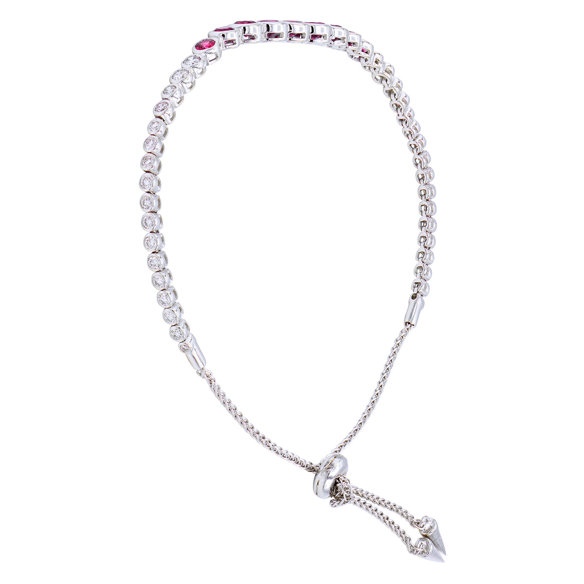14K White Gold Ruby Diamond Bracelet, 1.35ct