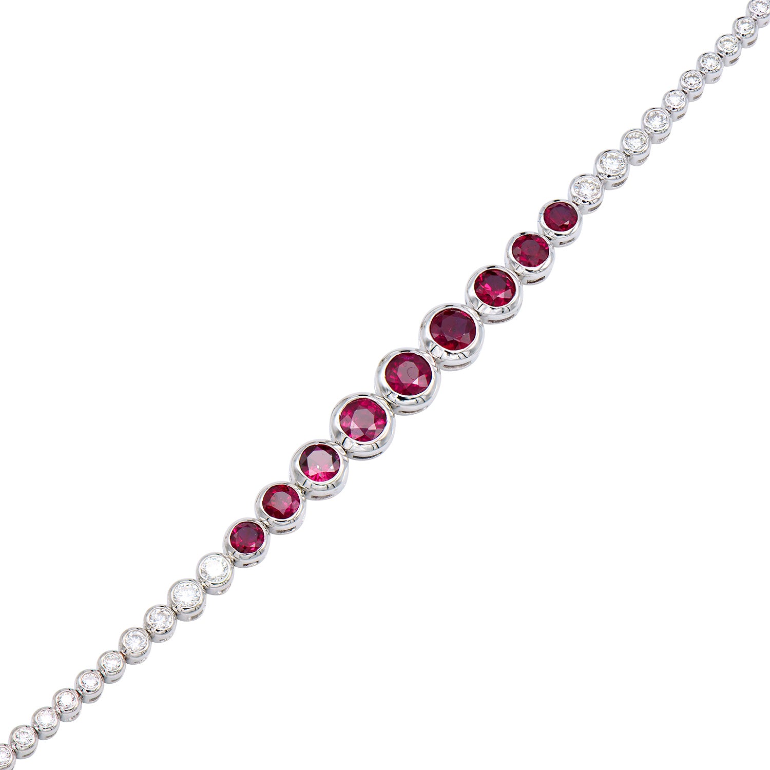 Bracelet 18KW/6.5G 9RUBY-1.94CT 34RD-0.64CT