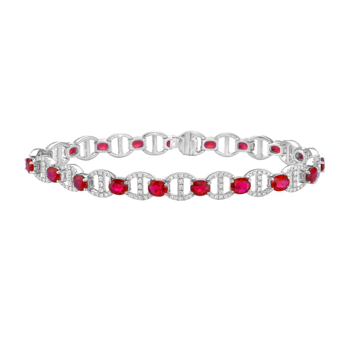 18K White Gold Ruby Diamond Bracelet, 6.64ct