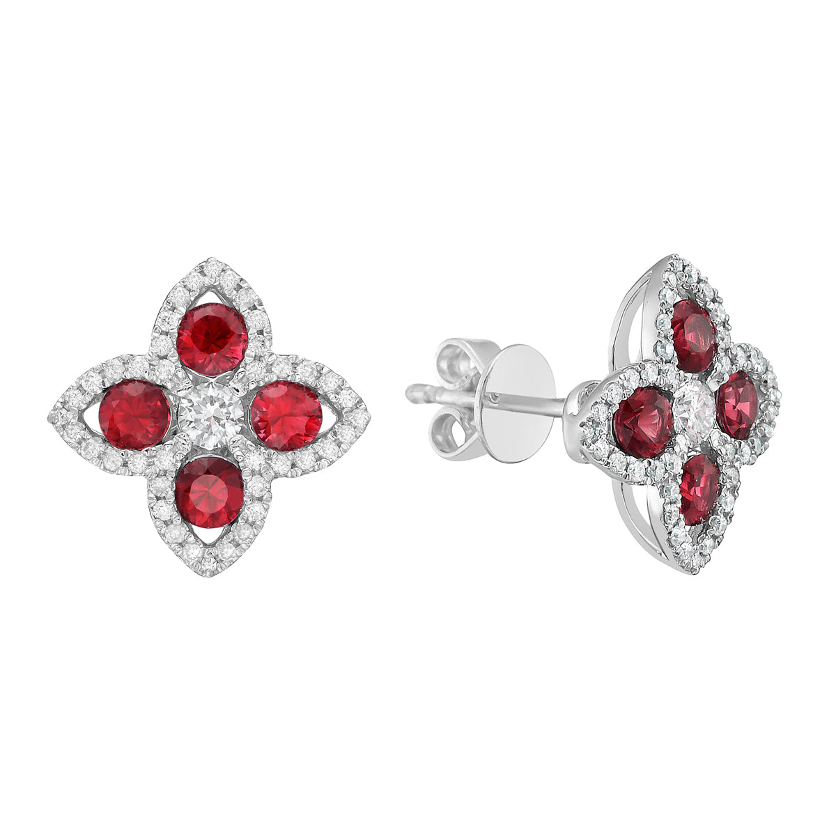 18K White Gold Ruby Earrings, 0.72ct