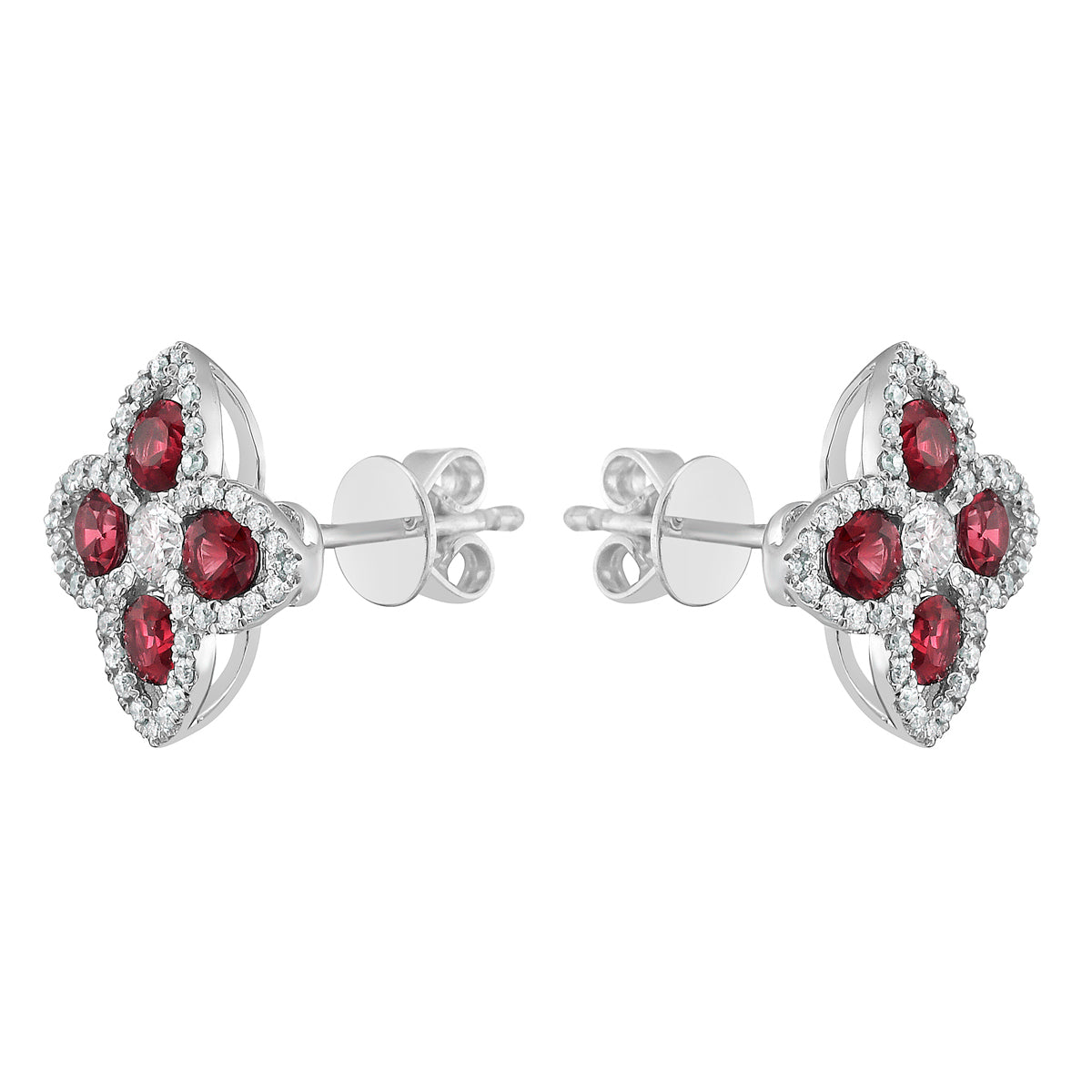 ARE153538 - Earrings 14KW/1.8G 8RUBY-0.78CT 82RD-0.33CT