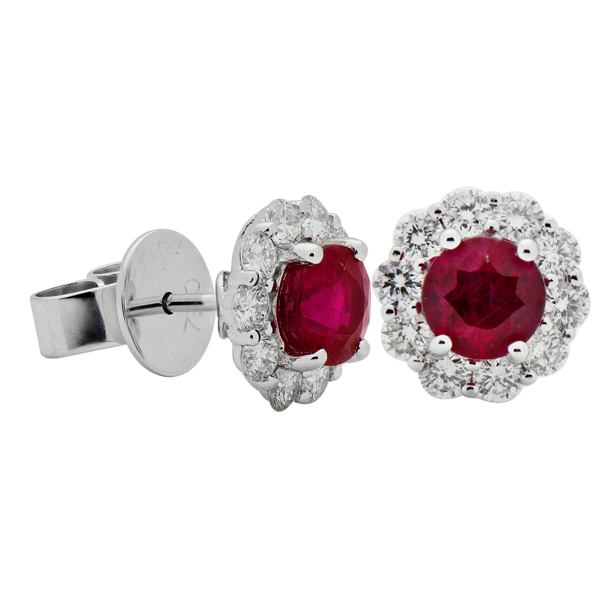 18K White Gold Ruby Earrings, 1.00ct